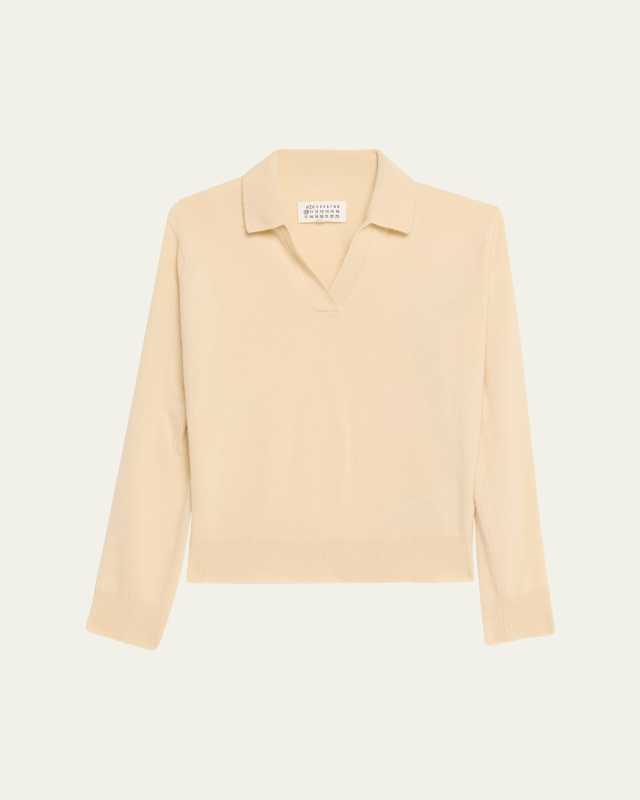 V-Neck Wool Polo Sweater
